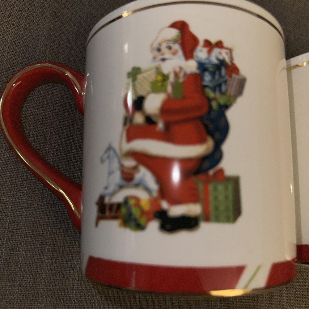 Christopher‎ Radko Ironstone Home For The Holidays Santa Mug Latte Cup (2)